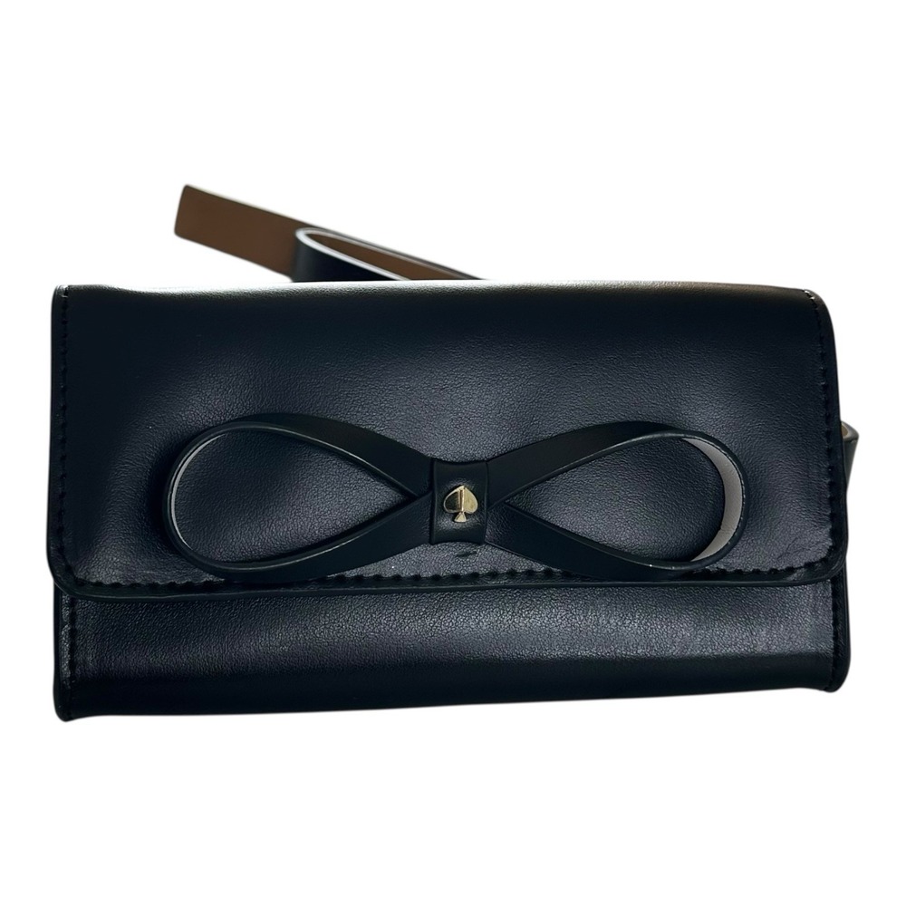 KATE SPADE NEW YORK SMOOTH LEATHER BELT BAG WITH BOW AND LOGO BLACK Sise L/XL - Picture 1 of 14